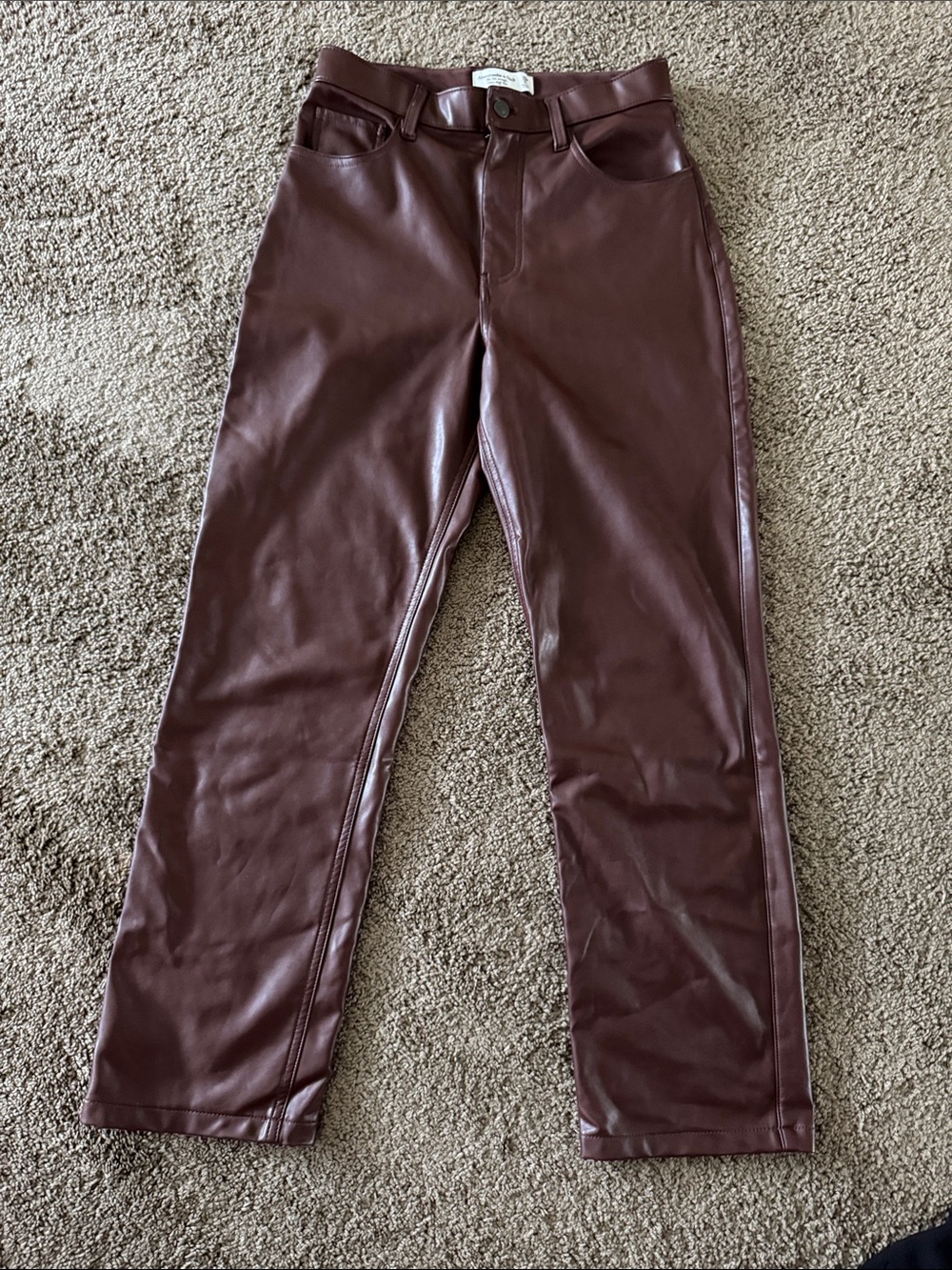 Abercrombie & Fitch Faux Leather High-Rise Straight Pants